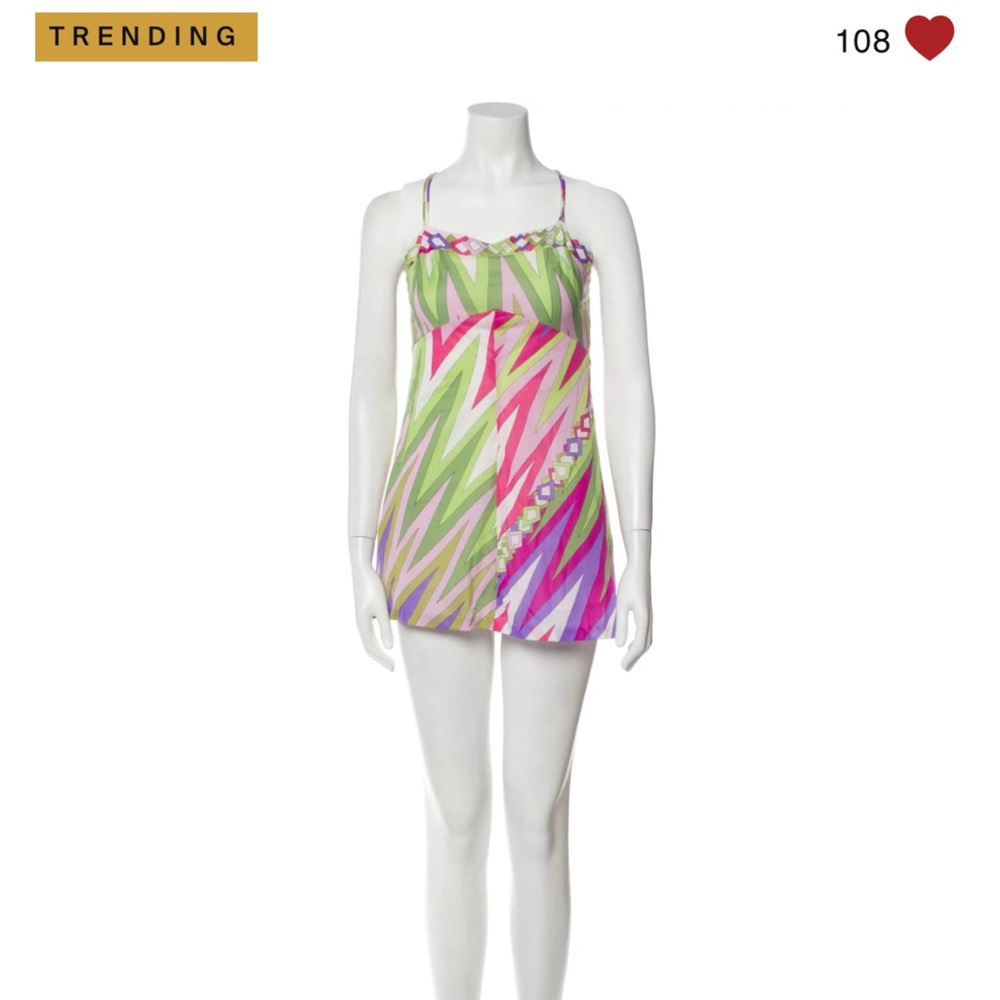 Emilio Pucci Mini Dress/ Pink and Green Striped Sundress